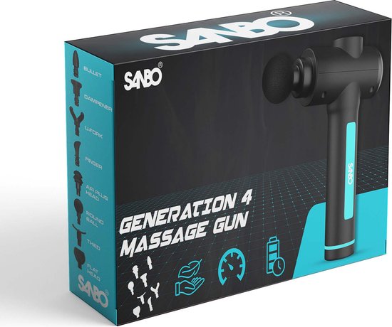 Sanbo Massage Gun - Génération 4 - Avec 8 accessoires et 30 étapes - En collaboration avec les physiothérapeutes - Professionnel - Appareil de massage sportif et de relaxation - Pistolet de massage