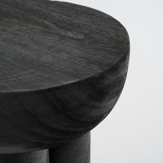 Mica Decorations Table d'appoint Latty - H50 x Ø30 cm - Bois de paulownia - Noir