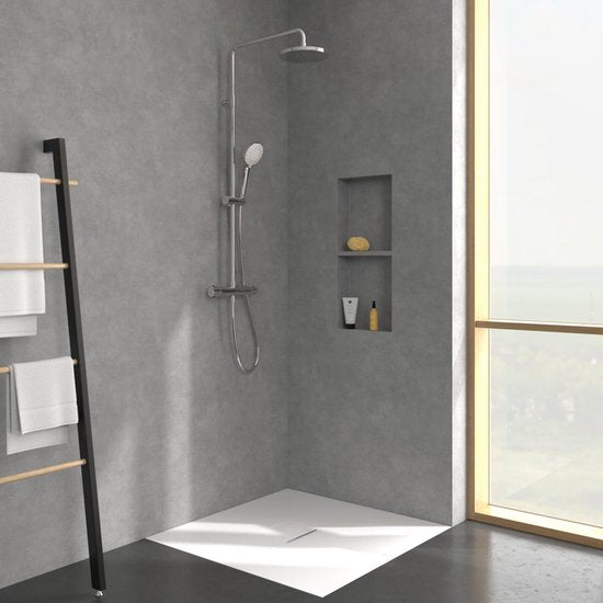 Colonne de douche 3 jets Villeroy & Boch, Universal Showers douchette 110 mm, avec mitigeur thermostatique, chrome