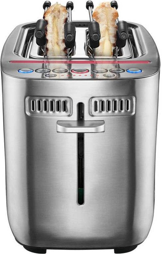 Solis - Grille-pain - Acier inoxydable argenté - Avec Sandwich-Zangen & Bagelfunktion - Puissance 1635 Watt - Grille-pain professionnel à 2 tranches