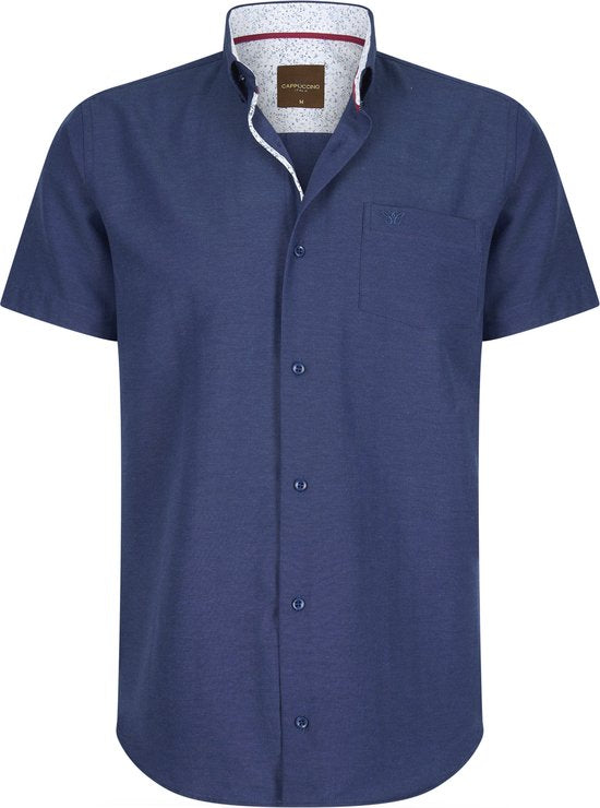 Cappuccino Italia - Chemises Hommes Manches Courtes Marine - Bleu - Taille XL