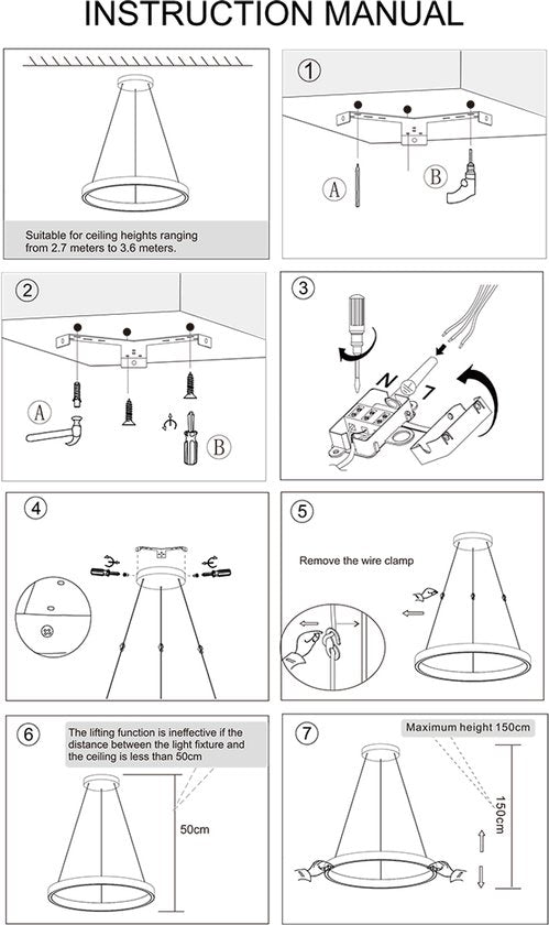 Steinhauer Exclusive - Lampe suspendue Mykty - Métal - Ø 60 cm - LED - Noir