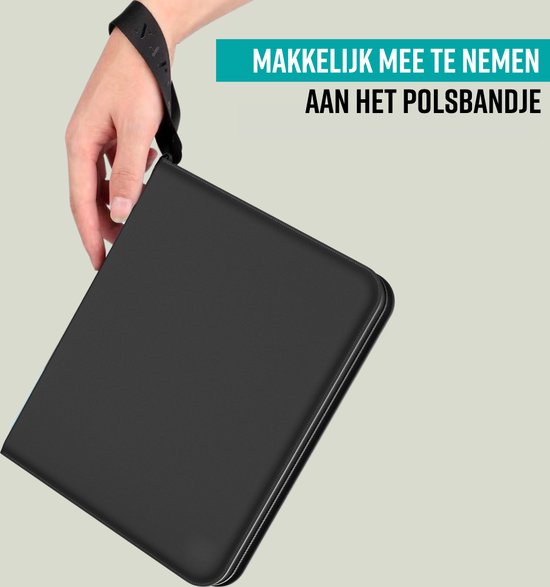 NAPI Collection Folder for 400 Cards - Reliure pour cartes - 4 poches - Faux cuir - Premium Card Binder with Zipper - 50 Pages - A5 - Black