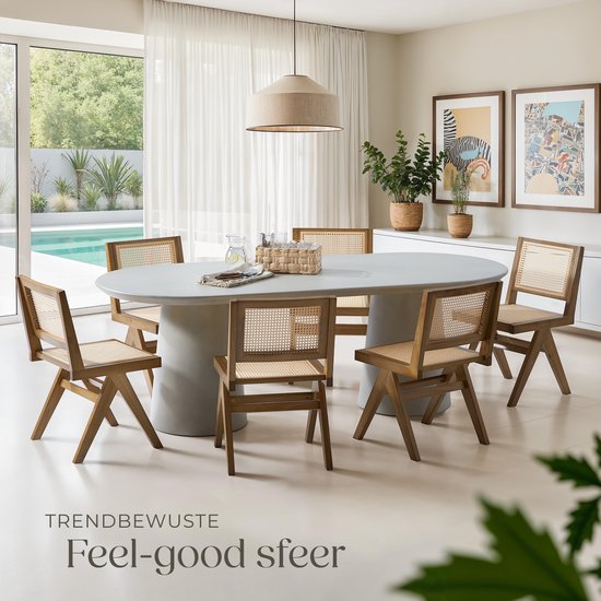 tectake® Wood Chair Lizzy - Light Oak - Chaise de salle à manger en osier de Vienne - Chaise de style Boho avec dossier - Structure en bois massif - Capacité de charge 120 kg