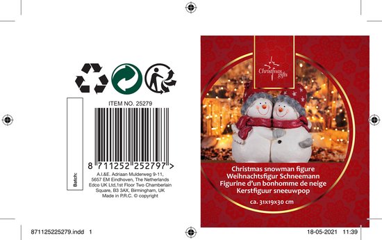 Cadeaux de Noël Statue Couple de Bonhommes de Neige - Statue 31CM - Décorations de Noël pour l'intérieur et l'extérieur