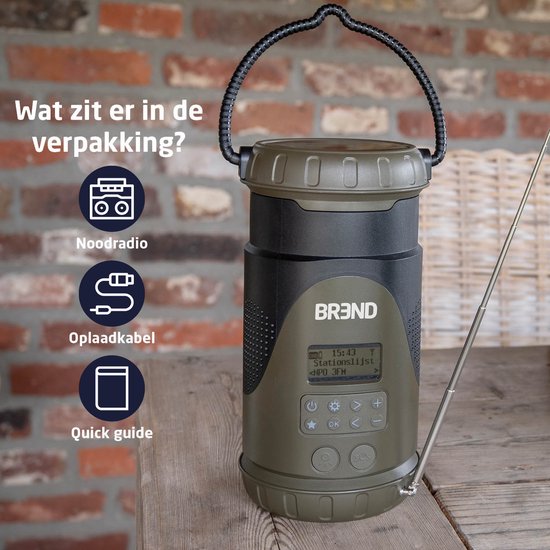 BREND BR-2245 Radio d'urgence avec lanterne et lampe de poche détachable - Radio FM/ DAB+ - Bluetooth - USB-C - Powerbank - Étanche - Fonction SOS