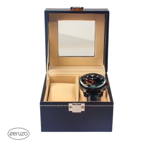 Boîte à montres - 2 boîtes à montres coussins - Noir - Unisexe- Boîte de rangement de luxe - 11x11 x 8 cm