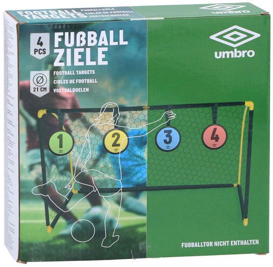 Buts de football Umbro - 4 cibles - ⌀ 21 CM - Entraîne la précision et le temps de réaction - Vert/ Jaune/ Bleu/ Rouge