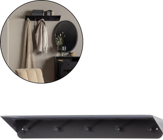 WOOOD Kenan Porte-manteau 5 crochets - Métal - Noir - 10x80x30