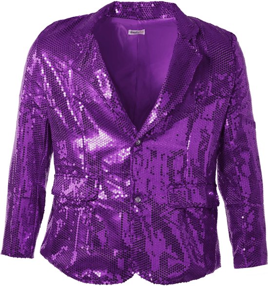 Dressforfun Manteau à paillettes homme lilas M - déguisement costume halloween déguisement partywear carnaval déguisement party dress - 303957