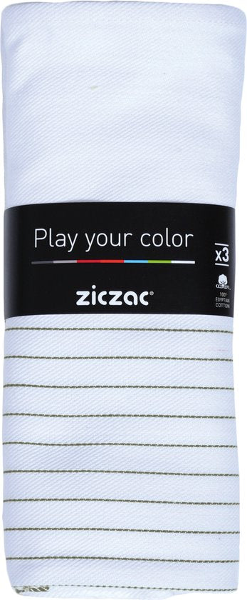Torchon 50x70cm, set3, rayure centre blanc, gris