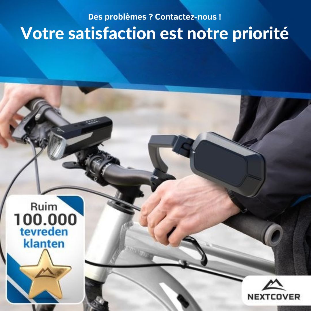Rétroviseur vélo e-bike gauche - NEXTCOVER® - avec verre ProVision - monté sur le guidon - noir