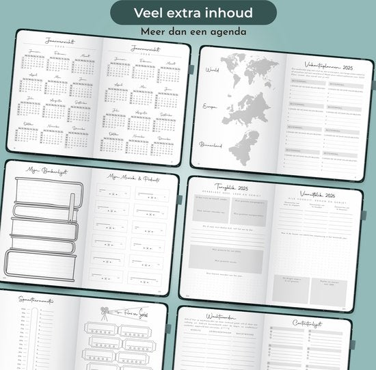 Systemyze Agenda 2025 Adultes - Planificateur - Journal - Organiseur - Feuilles d'autocollants incluses - Format A5 - Bleu gris