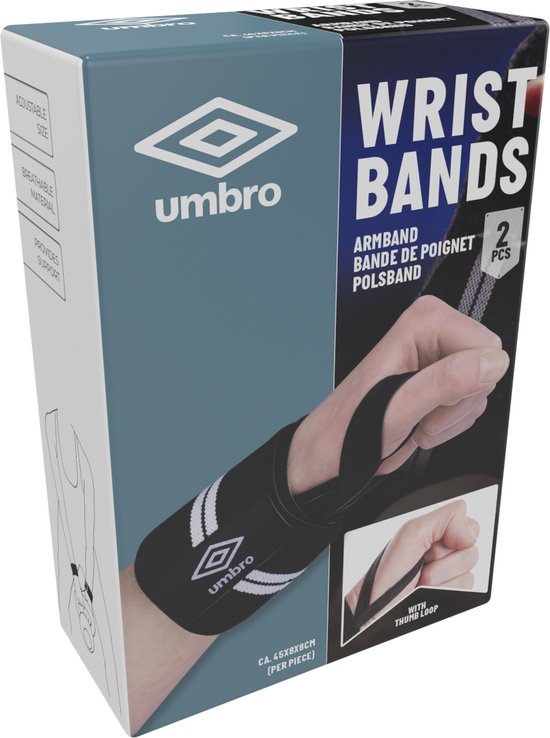 Poignets Umbro - 2 pièces - Protège-poignets - Entraînement musculaire et fitness - Blanc/Noir