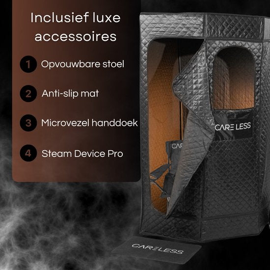 Care Less - Mobiela Sauna - Tente de sauna à vapeur portable avec générateur de vapeur - compacte et portable pour un usage domestique - Détente et désintoxication à domicile - Convient pour 2 personnes - Comprend une chaise confortable