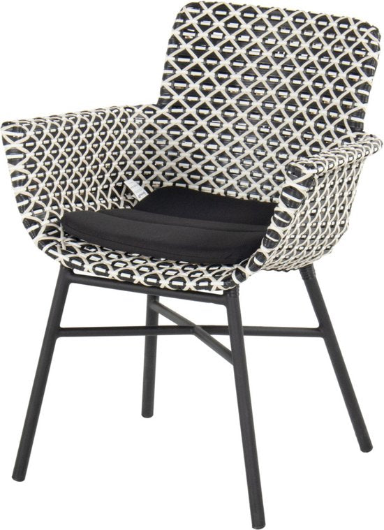 Chaise de jardin Hartman Athens - Osier Nouveau Rotin Blanc-Noir