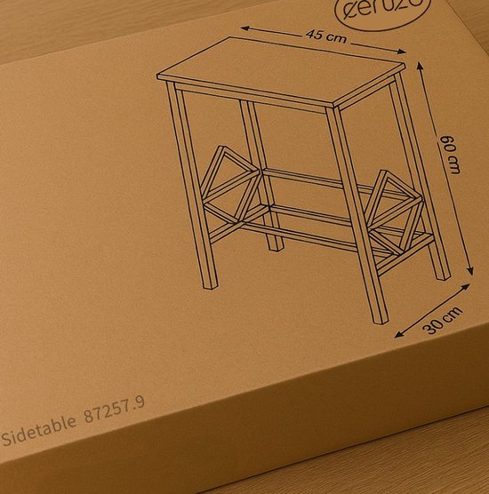 Ceruzo Side Table with LP Rack - Record Stand - H60 cm - Metal - MDF