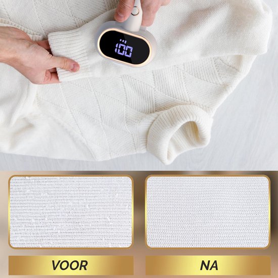 MostEssential Premium Electric Lint Remover LR218 - Tondeuse à charpie - Fonction de charge rapide USB-C - Sans fil - Batterie 2000 mAh - 17 000 RPM - Édition DOUBLE Lame