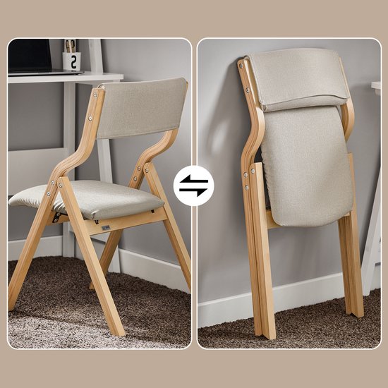SoBuy Set of 2 Folding Chair, Office Chair with Upholstered Seat Cushion, Dining Chair, Light Grey, 49x80x54cm, FST40-HGx2 - pour la salle à manger, la cuisine, le salon ou le bureau à domicile