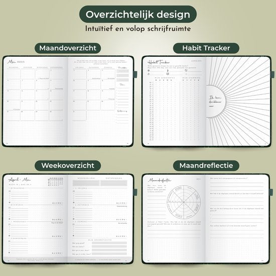 Systemyze Agenda 2025 Adultes - Planificateur - Agenda - Organiseur - Feuilles d'autocollants incluses - Format A5 - Vert