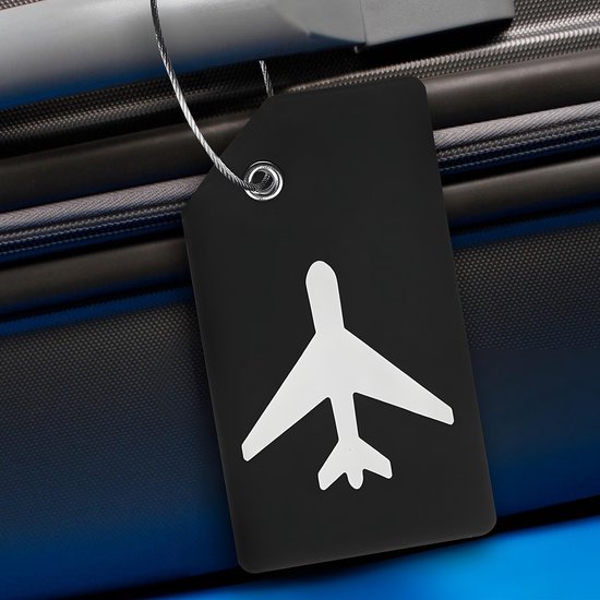 EverNeeds Etiquette de bagage - Silicone - Etiquette de bagage pour valises - Etiquettes de bagage - Noir - 5 pièces