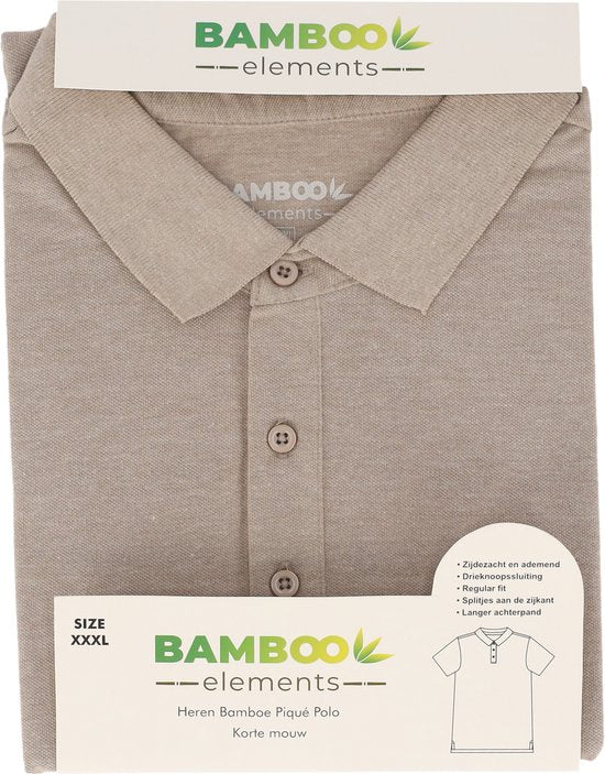 Bamboo Elements - Polo Homme - Dark Sand Beige L - Polo Homme - Manches courtes - Tissu piqué - T Shirt Homme - Bamboo