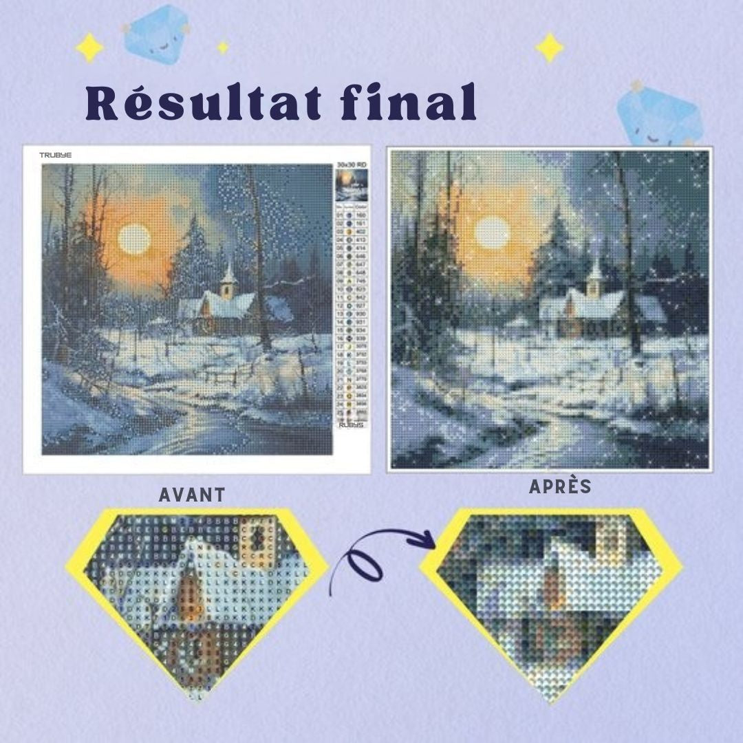Peinture au diamant - Rubye® - Peinture au diamant adultes - enfants - Package peinture au diamant complet - Maison d'hiver -30x30cm