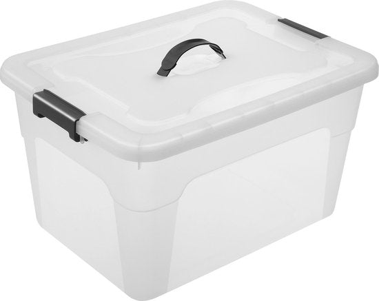 Boîte de rangement / Boîte de rangement 30 L - Plastique - 4 pièces - Couvercle inclus