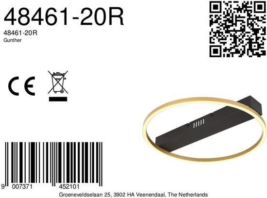 Globo - plafonnier - Gunther - noir - métal - LED - 48461-20R