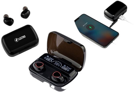 Vlectro - Set d'écouteurs Bluetooth avec étui pour recharger votre smartphone - 1 set