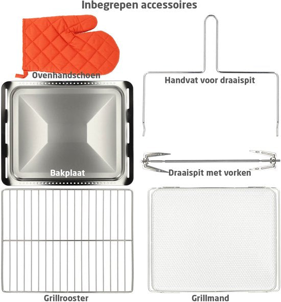 BREND BR-2234 Four à vapeur Airfryer Combi XXL autoportant - Affichage digital tactile - Autonettoyant - Minuteur - Rôtisserie - Avec accessoires - 24 litres