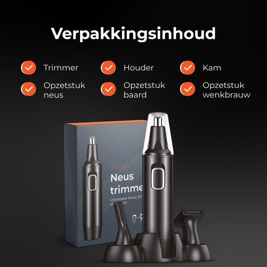 Skoov Tondeuse nez 3 en 1 - Nez, oreilles et sourcils - Pour hommes et femmes - Tondeuse pour poils de nez - Rechargeable