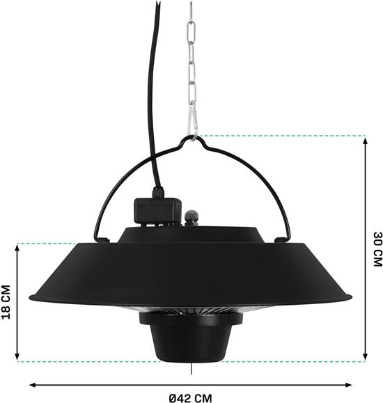 VONROC Chauffage de terrasse atmosphérique - Chauffage Ustica - Infrarouge - 1500W - Haute efficacité - Lampe en fibre de carbone