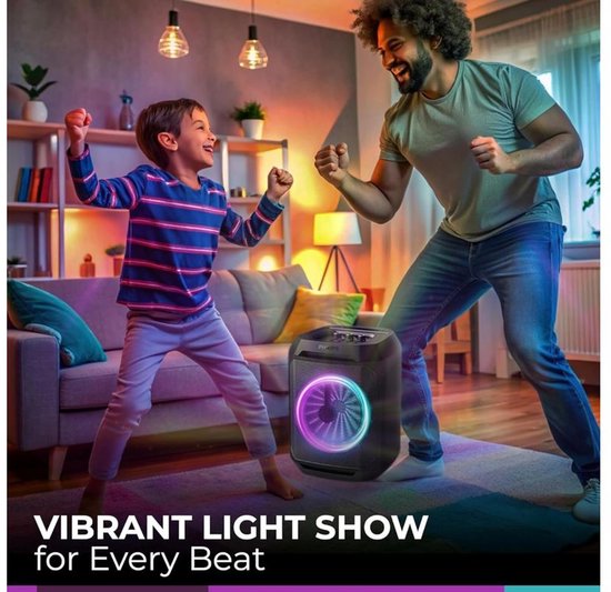 Philips Bluetooth Party Speaker TAX2208 - Karaoké - Lumières de fête - DBB Bass Boost - Jusqu'à 7 heures d'autonomie - Noir