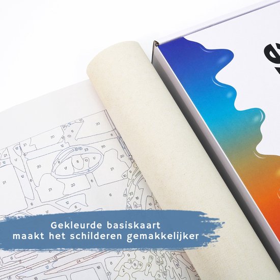 Rubye® Peinture à numéro adultes - Peinture à numéro enfants - Squelette et roses - peinture et pinceaux inclus - Toile à peindre - Couleurs à numéro - 30x30cm