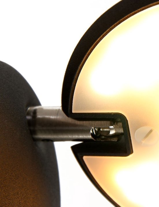 Steinhauer Zenith LED - Applique murale moderne - Noir - H:12cm - Ø:12cm - Universel - Pour l'intérieur - Métal - Appliques murales - Chambre à coucher - Salon