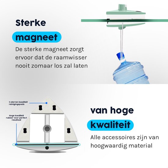 ShopWise Lave-vitre magnétique pour double vitrage - Comprend des tampons de nettoyage, des bandes et plus encore - Jusqu'à 25 mm - Convient pour HR/HR++ - Nettoyeur de vitre - Lave-vitre - Essuie-vitre - Essuie-vitre - Essuie-vitre - Raclette pour vitre