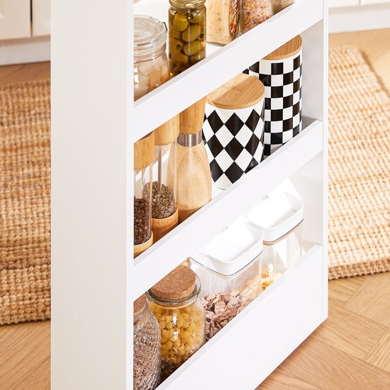 SoBuy NSR12-W Meuble de salle de bain - Meuble de rangement en bois blanc avec roulettes