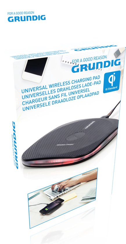 Grundig Wireless Charger - Qi Charger - 5-10MM Charging Distance - Anti-Slip - Compact Size - Black