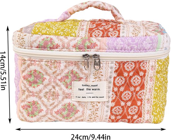 Skycases Travel Essentials - Trousse de maquillage 3 pièces - Coton écologique - Organisateurs floraux matelassés - Spacieuse, durable et idéale pour les voyages