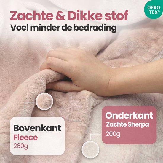 STAUS&BACH Couverture électrique XXL - Couverture supérieure pour 2 personnes - Couverture chauffante double face en polaire Sherpa - Rose champagne - 180x130 cm PowerNap