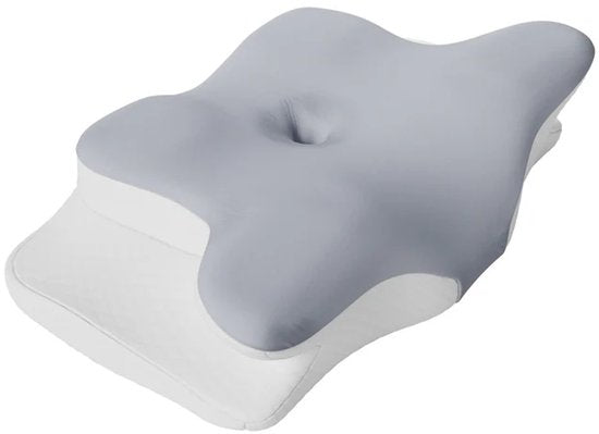 Oreiller de nuque Juskys - Mousse à mémoire de forme - Blanc/gris
