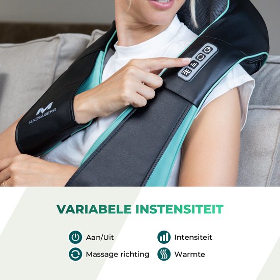 Massagerr® Shiatsu Massage Cushion 2.0 - Wireless - Neck Massage Device - Incl. Carrying Case and Stress Ball - Appareil de massage pour le dos, le cou et les épaules - Infrared Heat Function - Back Massage - Massage Devices