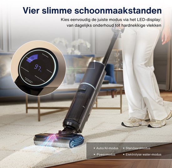 Samako Aqualis S1 - Aspirateur avec fonction serpillière - 2-1 Floor cleaner - Wet Dry Mop Vacuum cleaner - Self-cleaning and Drying - 35min battery life