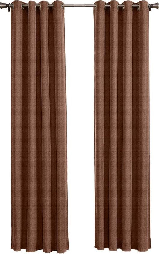 Larson - Rideau occultant tissé de luxe avec anneaux - bronze-chocolat 3x2,5m - Occultation & prêt-à-porter - par pièce
