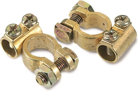 All Ride Battery Clamps Set 2 Pieces - Colliers de serrage pour batterie - Diamètre intérieur 12.5MM - Câbles jusqu'à 100MM² - Cuivre