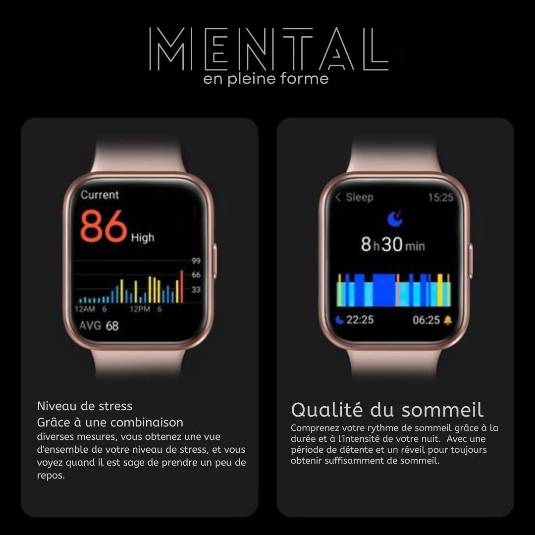 Montre connectée - MAOO - Femmes - Fonction complète de cloche - Moniteur de fréquence cardiaque - Podomètre - Multisport - Compatible Android et iOS - Rose