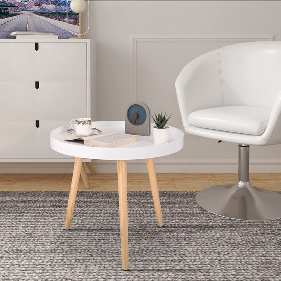 Rootz Table d'appoint - Support de café - Table de chevet - Accent de salon - Support de salon - Table d'appoint - Blanc - 50 x 44 cm (ø x H)