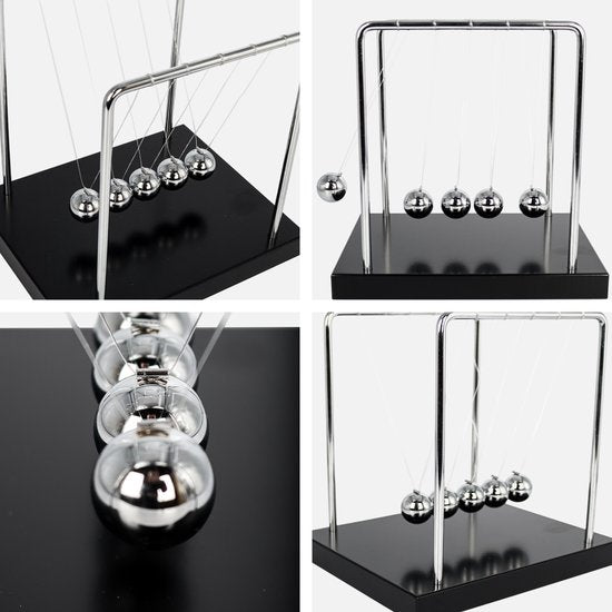 Newton cradle XL - Pendule de Newton de haute qualité - Balles - Bureau - Décoration - Physique - Accessoires - Bureau