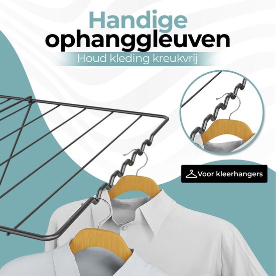 STAUS&BACH étendoir à linge avec tringle 25.99m - Étendoir à linge pliable - Acier - Noir mat - Aeriq Flex